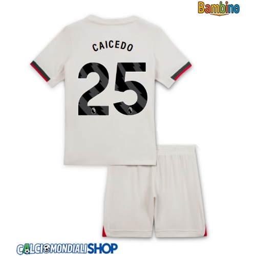 Maglie da calcio Chelsea Moises Caicedo #25 Seconda Maglia Bambino 2025-26 Manica Corta + Pantaloni corti)
